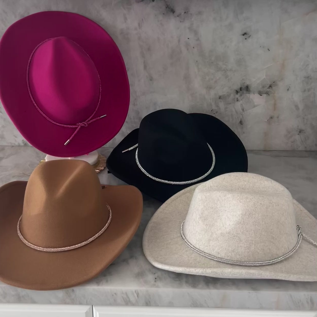 Load video: Crystal - Cowboy Hat with Rhinstone Band