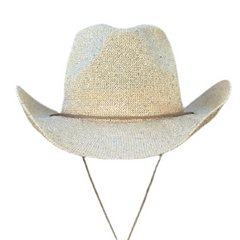 Stella Beige with Chin Cord -  Sequin Cowboy Hat