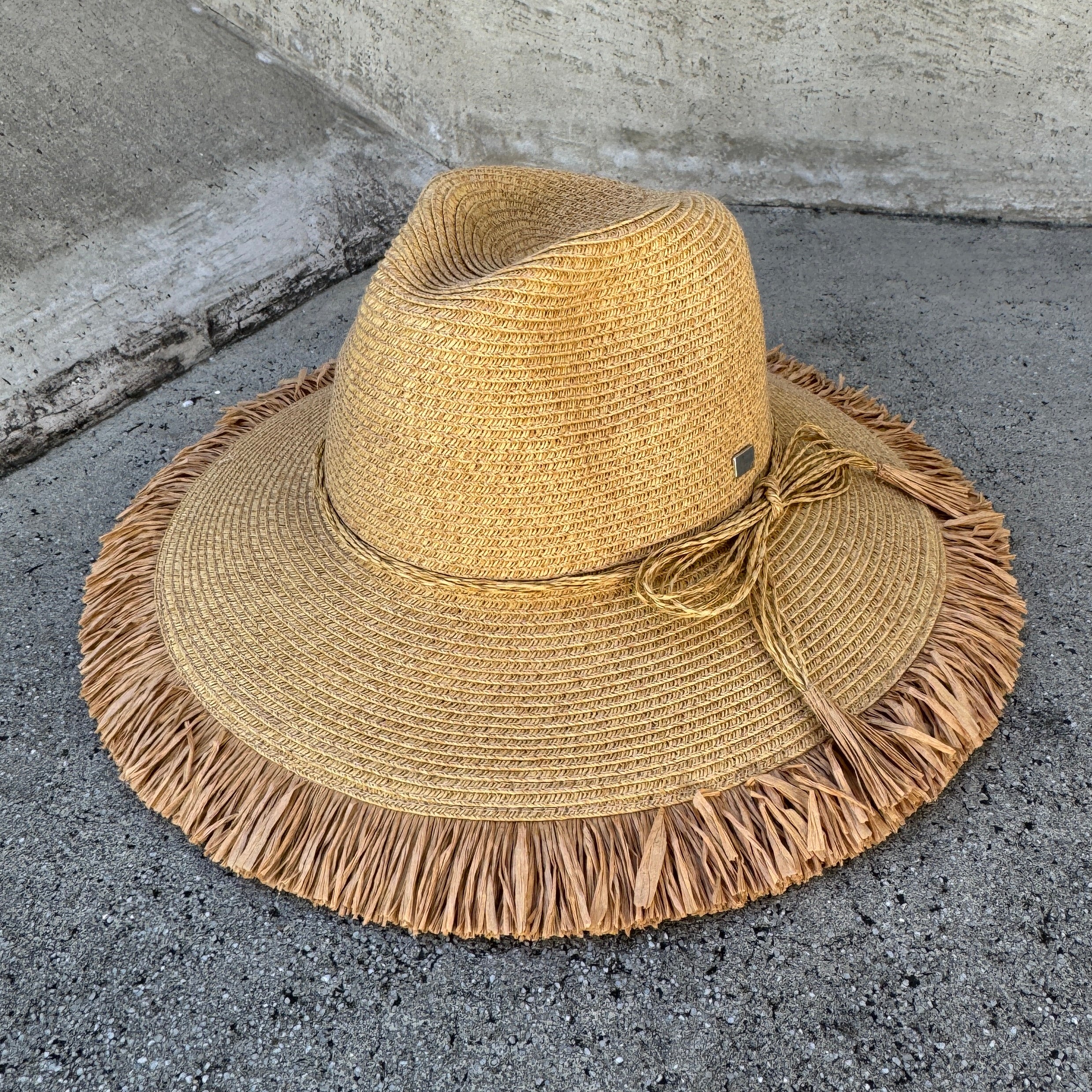 Monica - Frayed Edge Wide Brim Hat