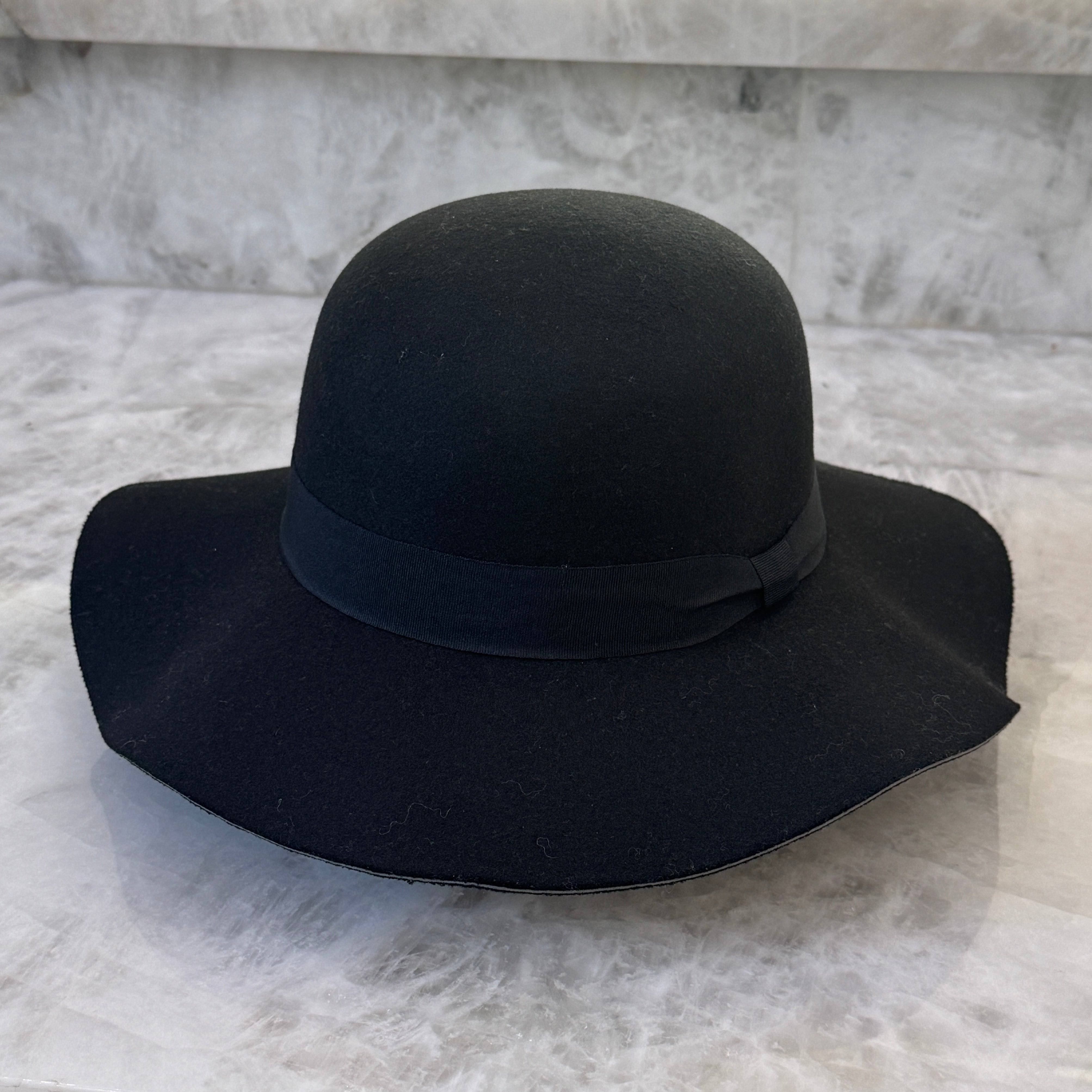 Sarah - Black Felt Floppy Hat