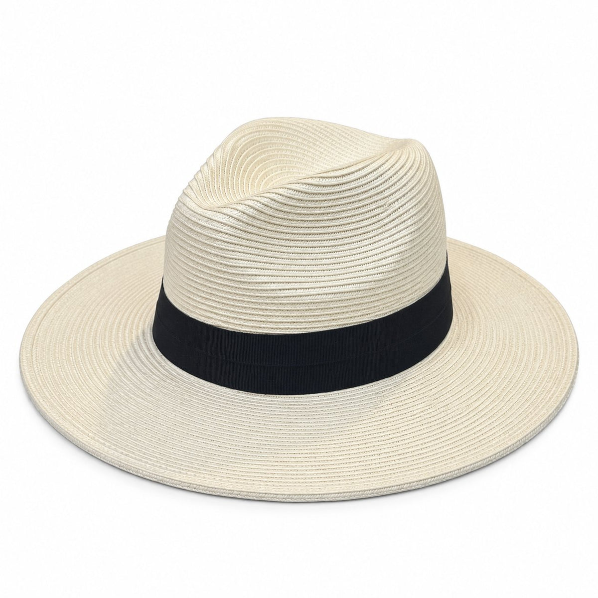 Merida - Straw Panama-style Safari Hat, diagonal product view on a white background.