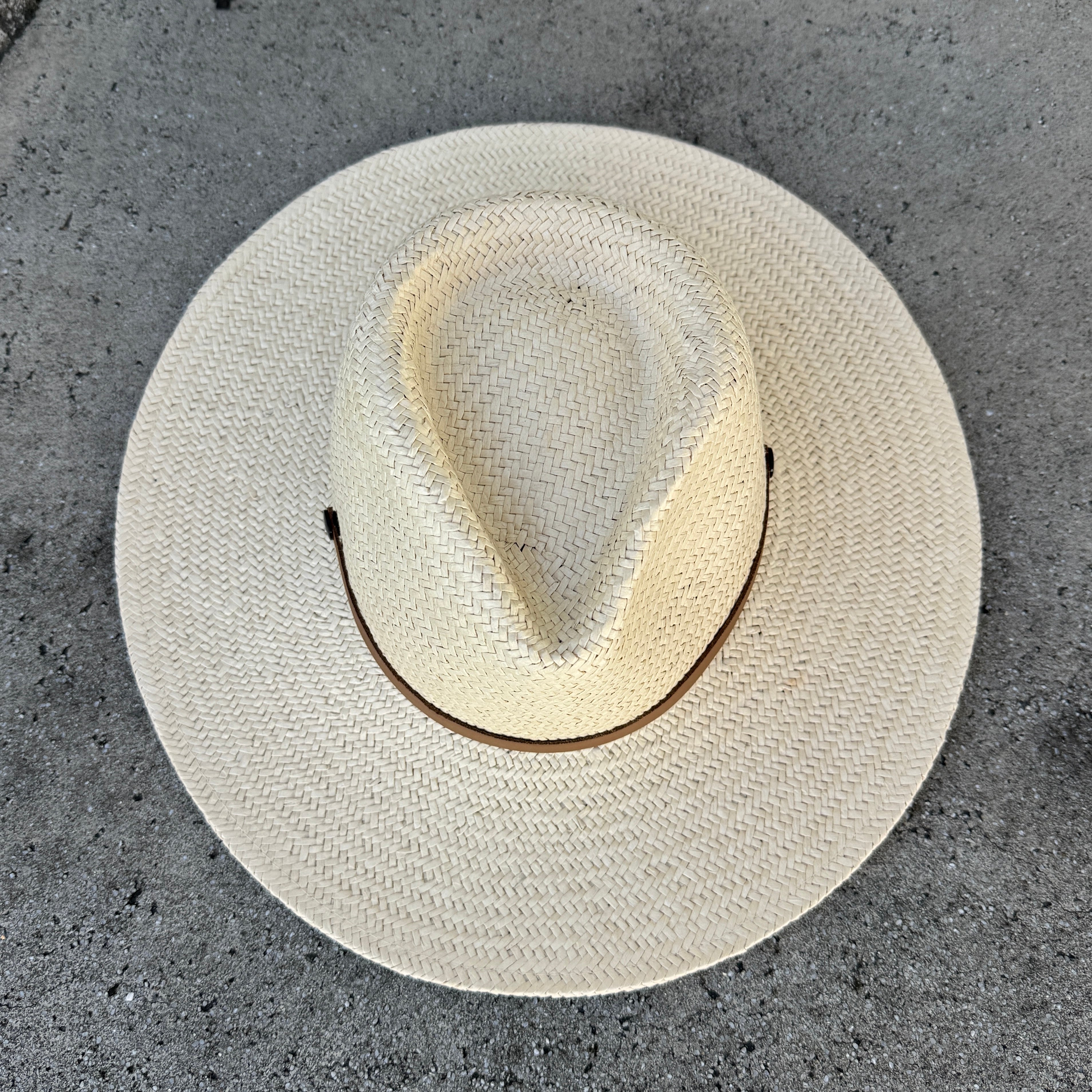 Micaela - Handwoven Ivory Panama with Vegan Leather Trim