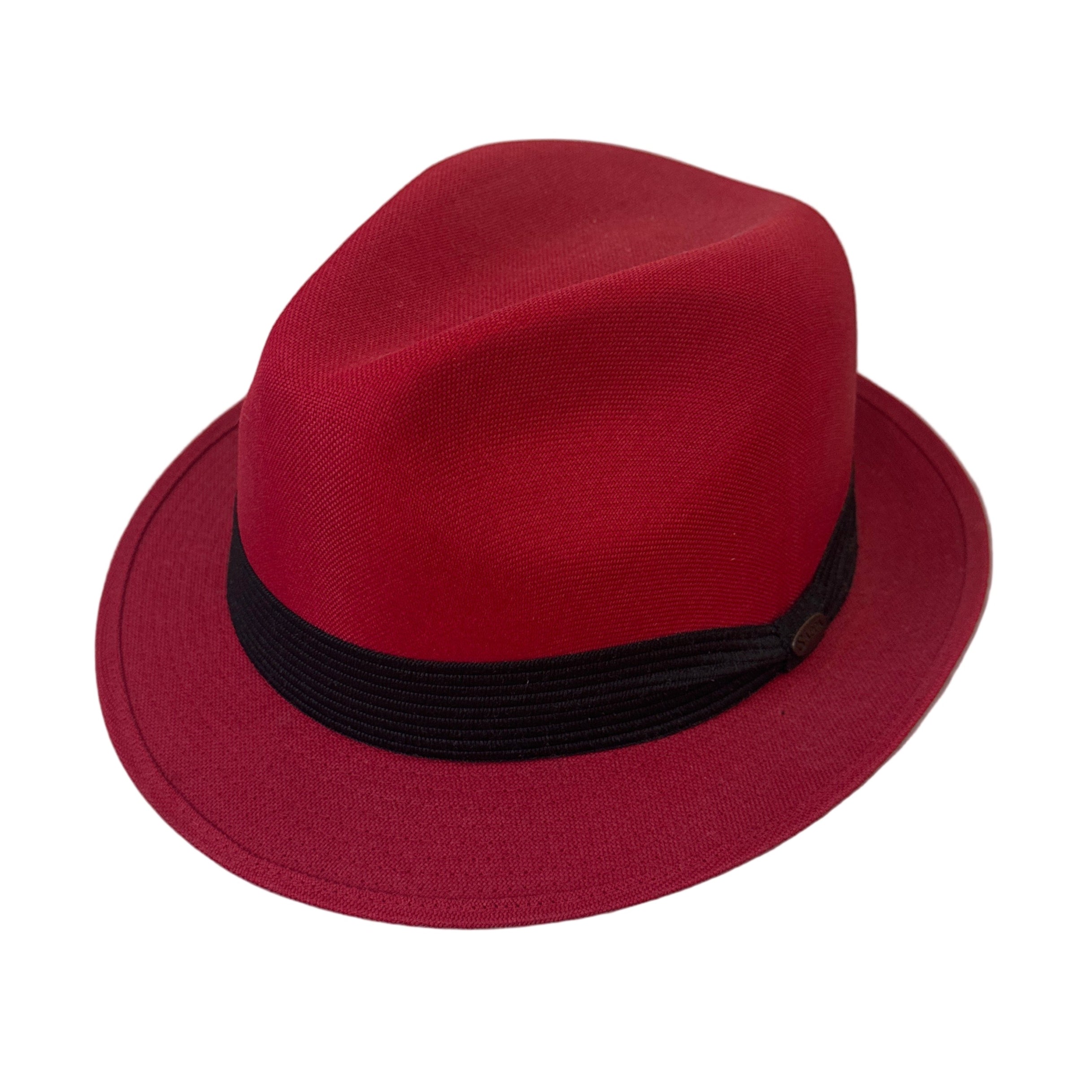 Mia - Red Structured Linen Fedora
