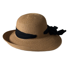 Vicky - Asymmetrical Wide Brim Hat with Bow