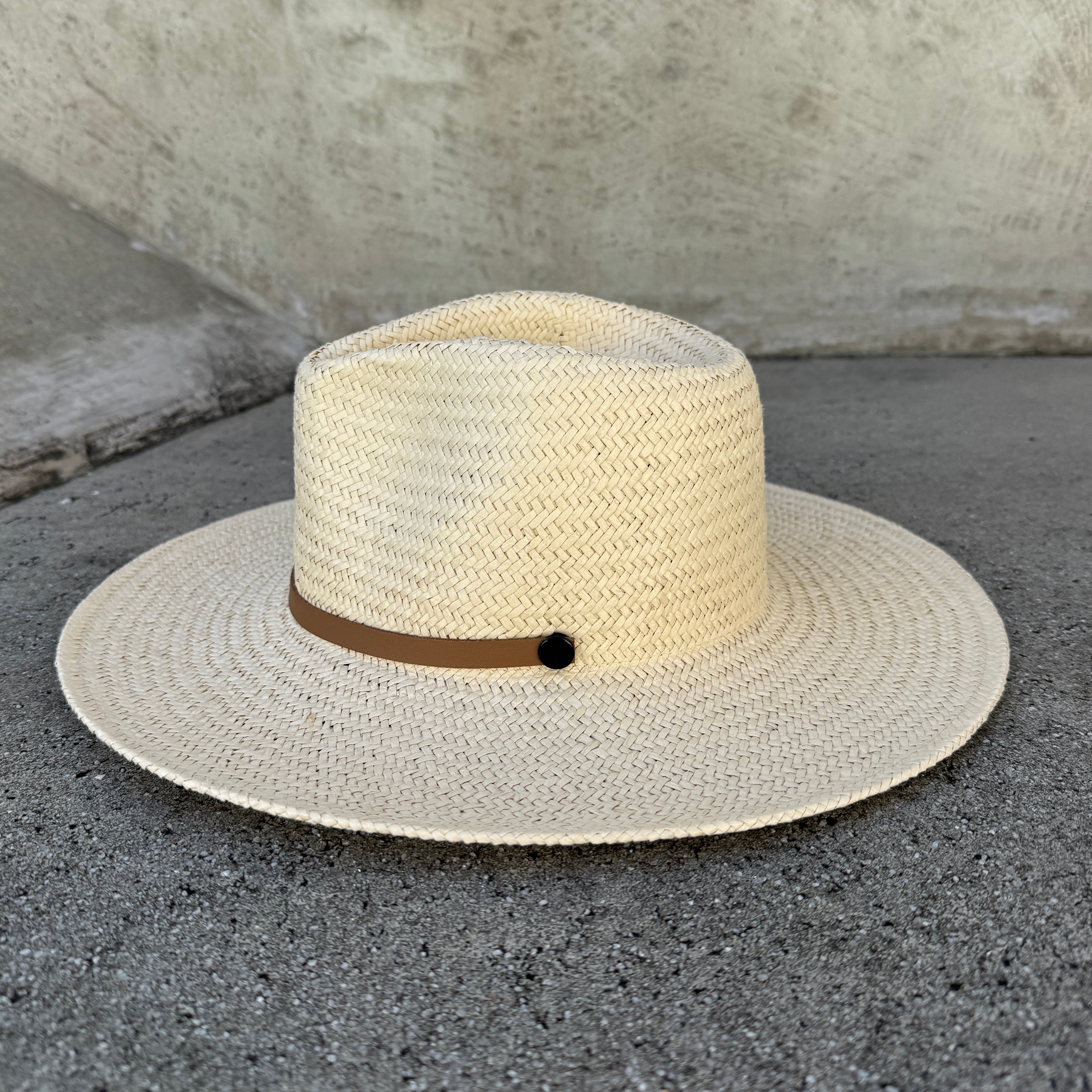 Micaela - Handwoven Ivory Panama with Vegan Leather Trim