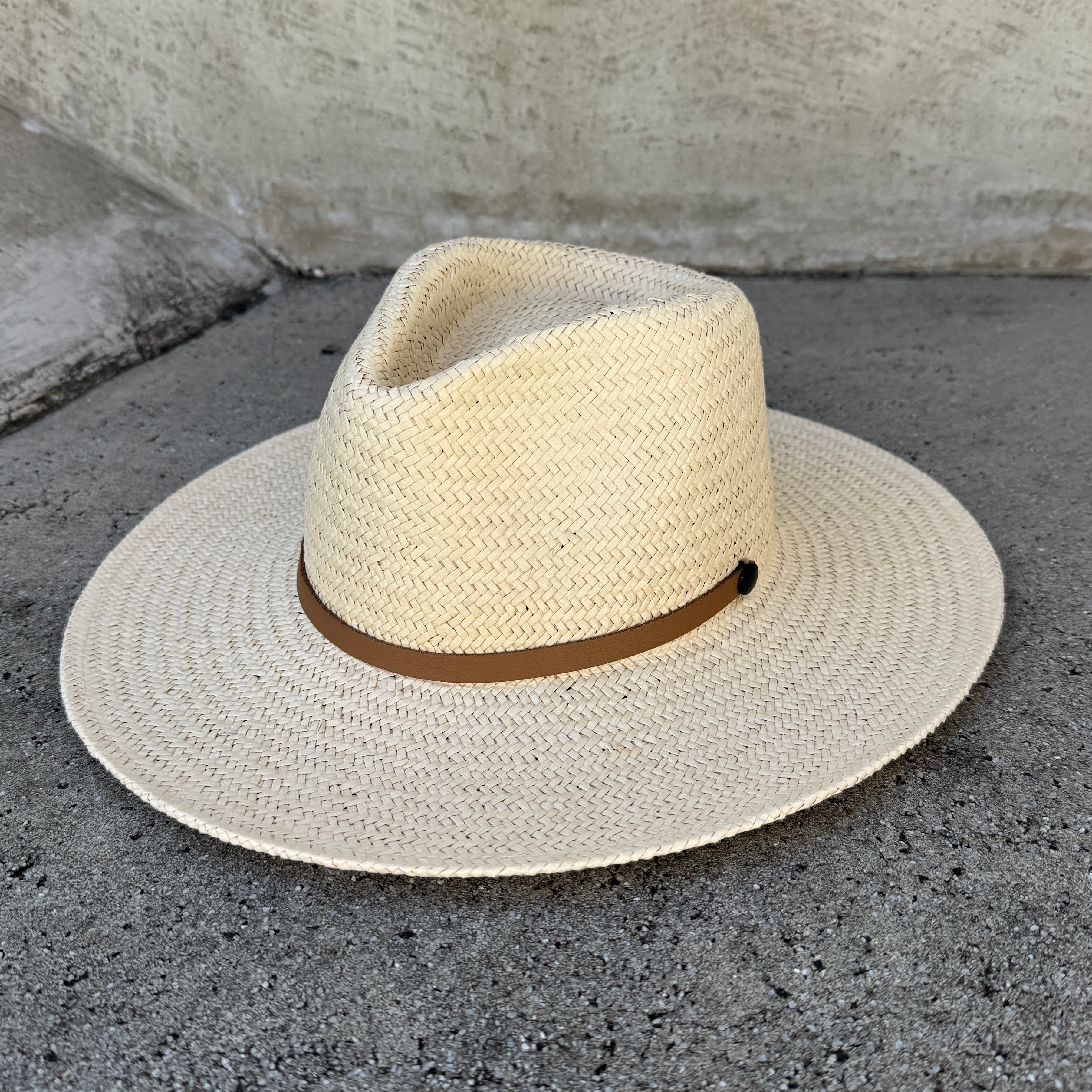 Micaela - Handwoven Ivory Panama with Vegan Leather Trim