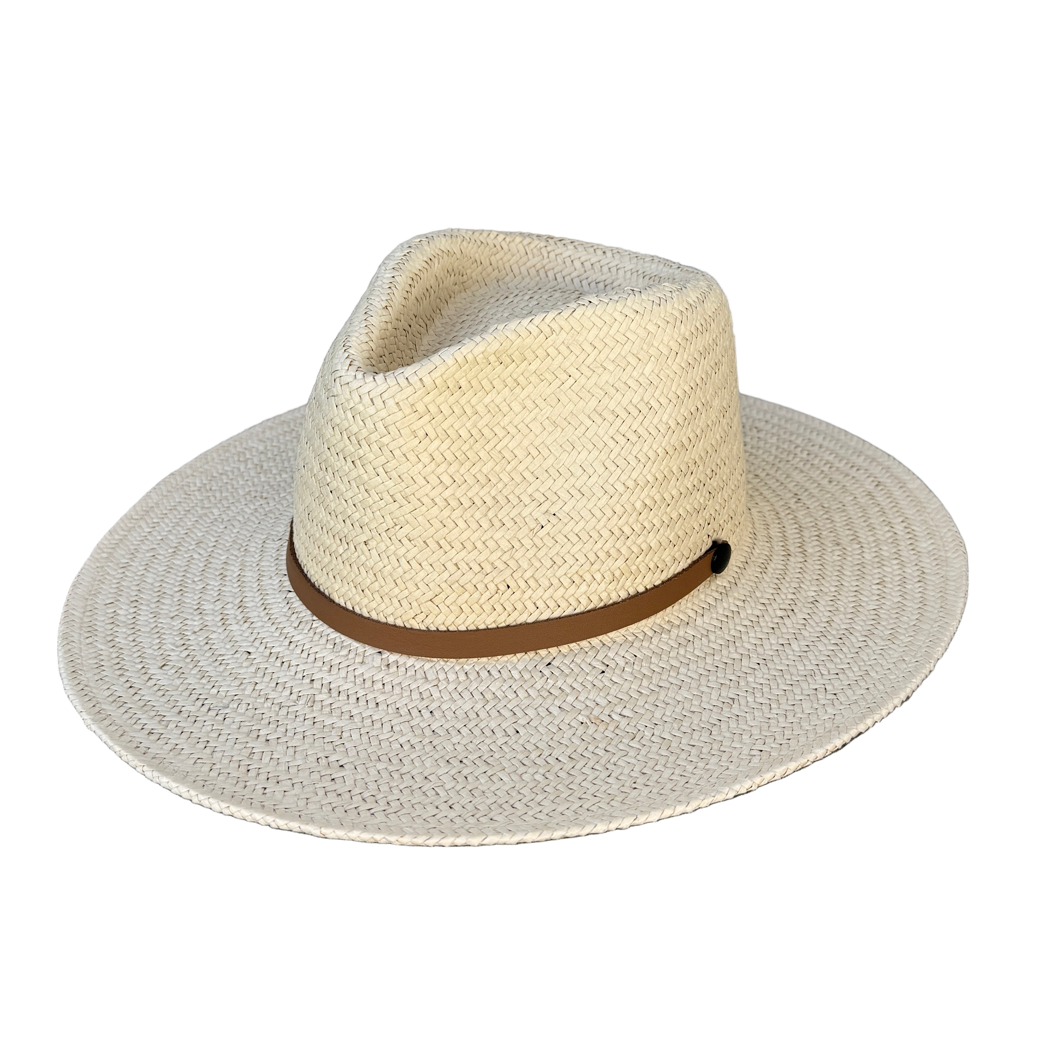 Micaela - Handwoven Ivory Panama with Vegan Leather Trim