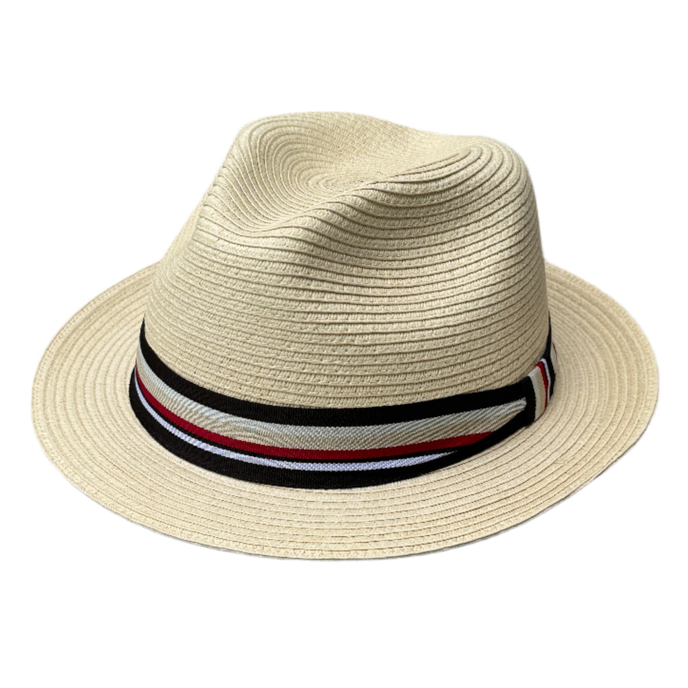 Lira - Beige Fedora with Striped Band