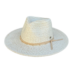 Gia - Wide Brim Hat with Suede & Chain Band