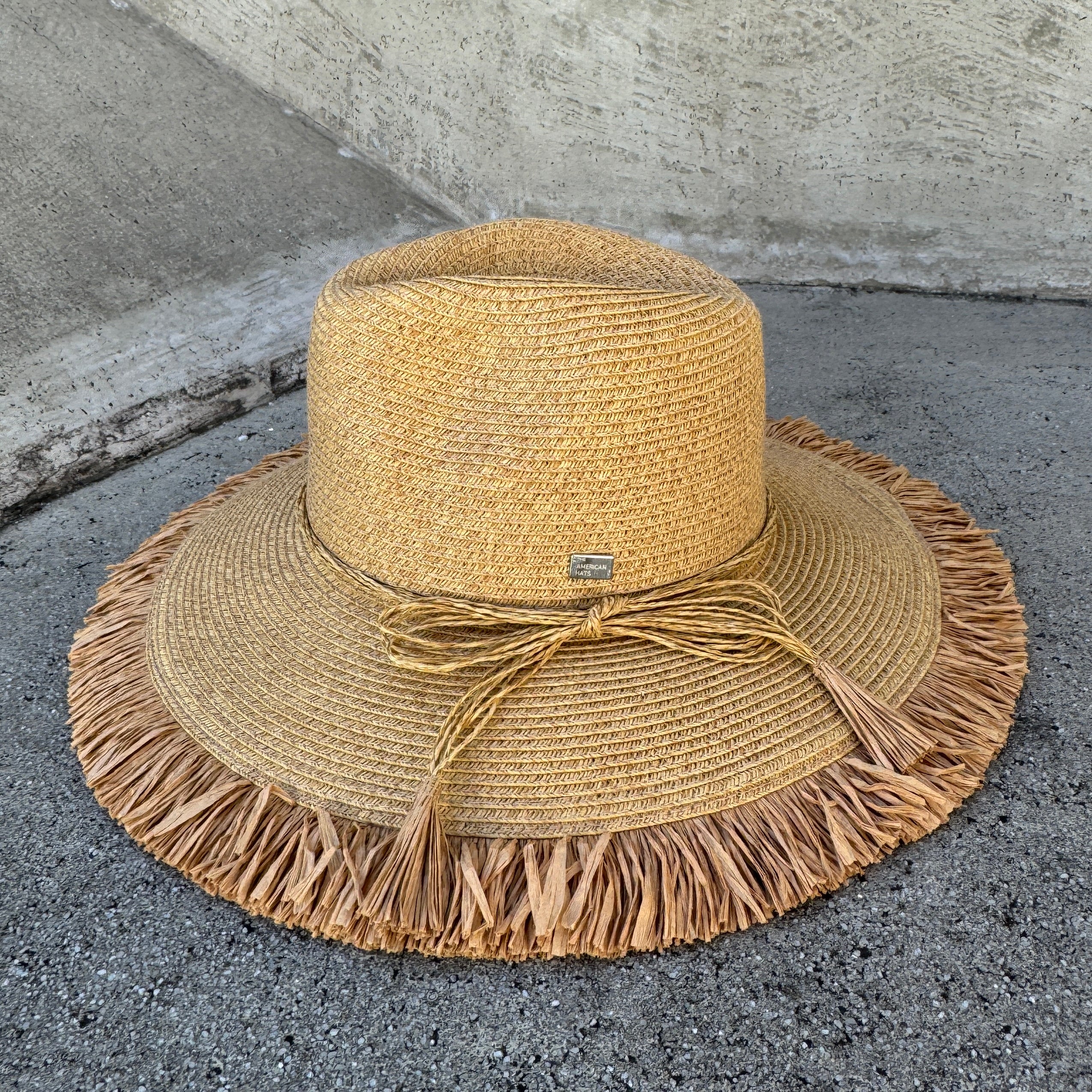 Monica - Frayed Edge Wide Brim Hat