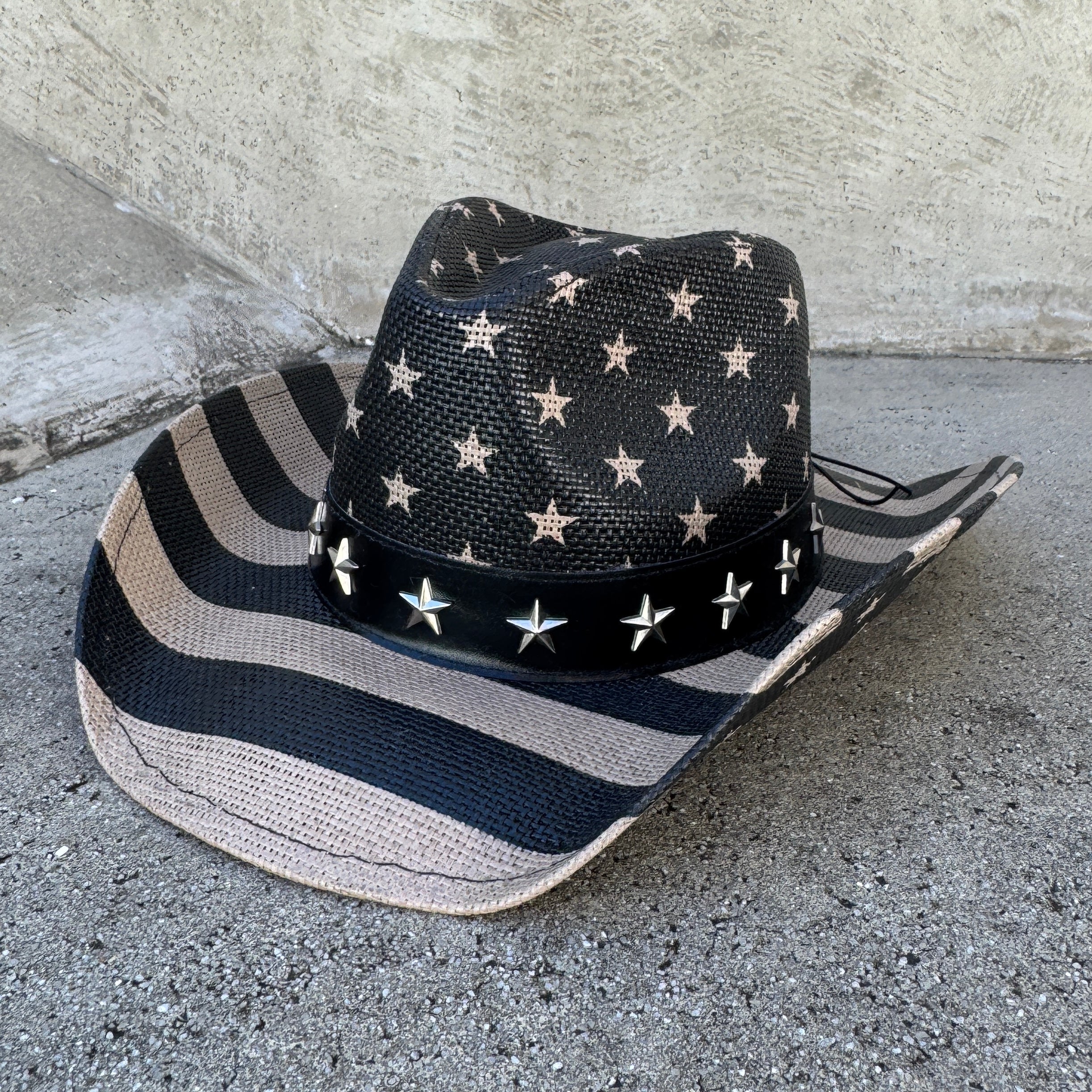 Star Rider Black - Dark-toned Patriotic Cowboy Hat