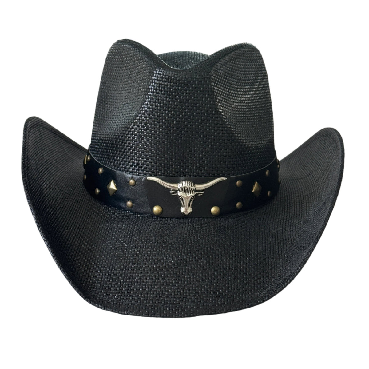 Rodeo Fedora with Trim - Black Toro Black - Bull Trim Cowboy Hat – TheAmericanHats main image 3