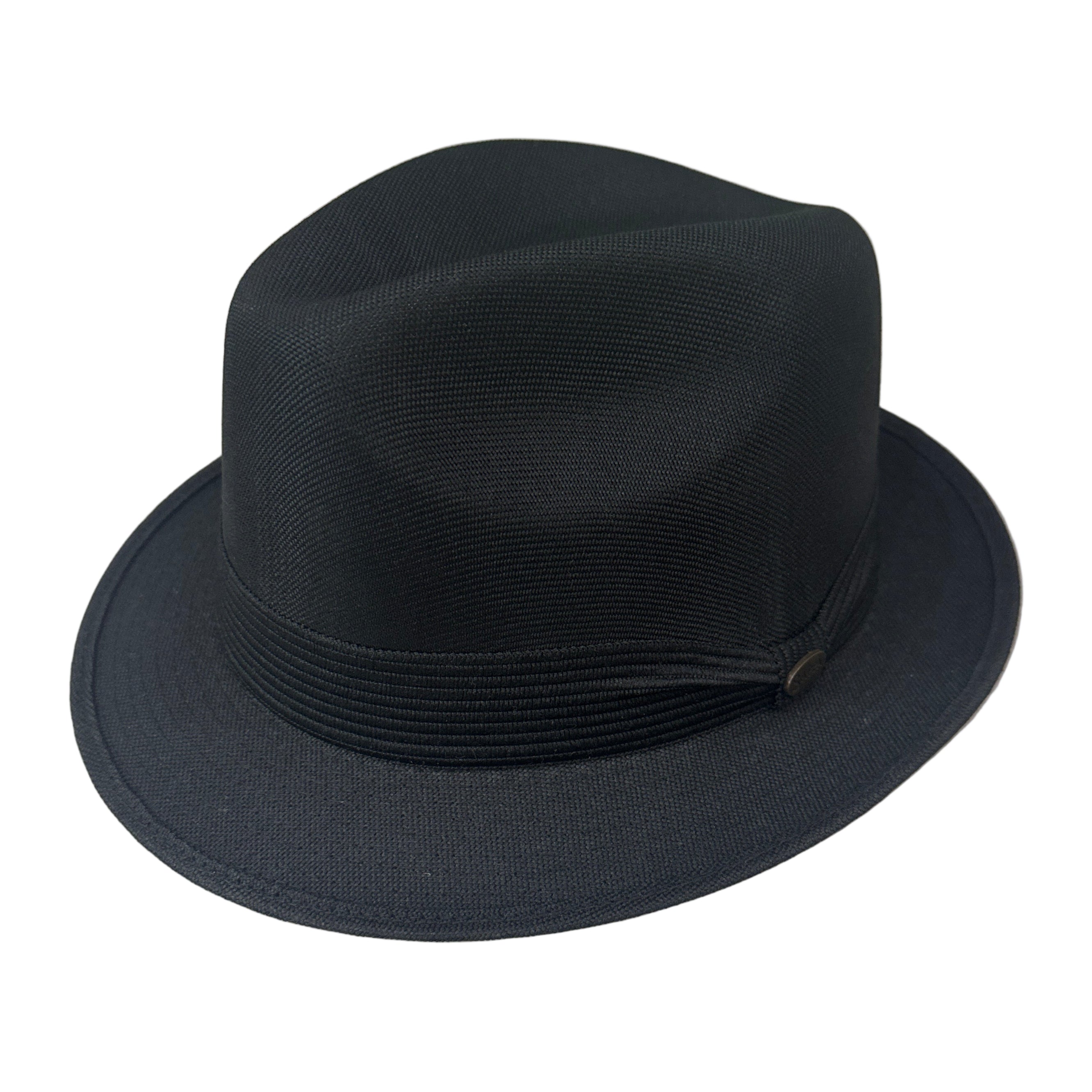 Mia - Black Structured Linen Fedora