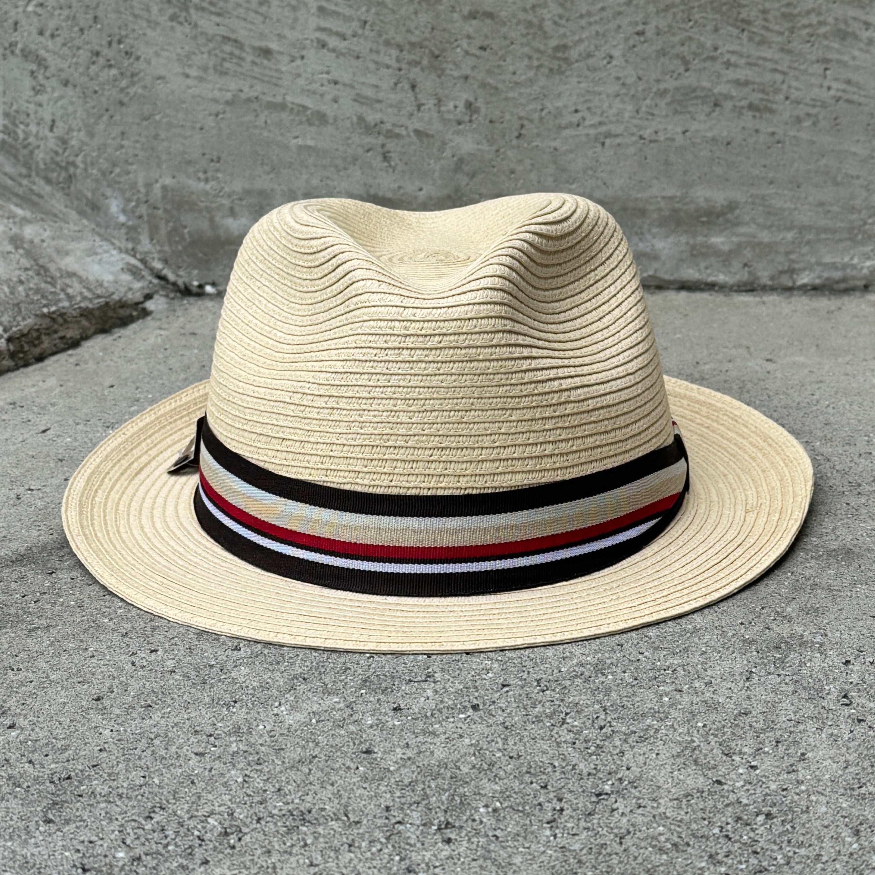 Beige Fedora with Striped Band