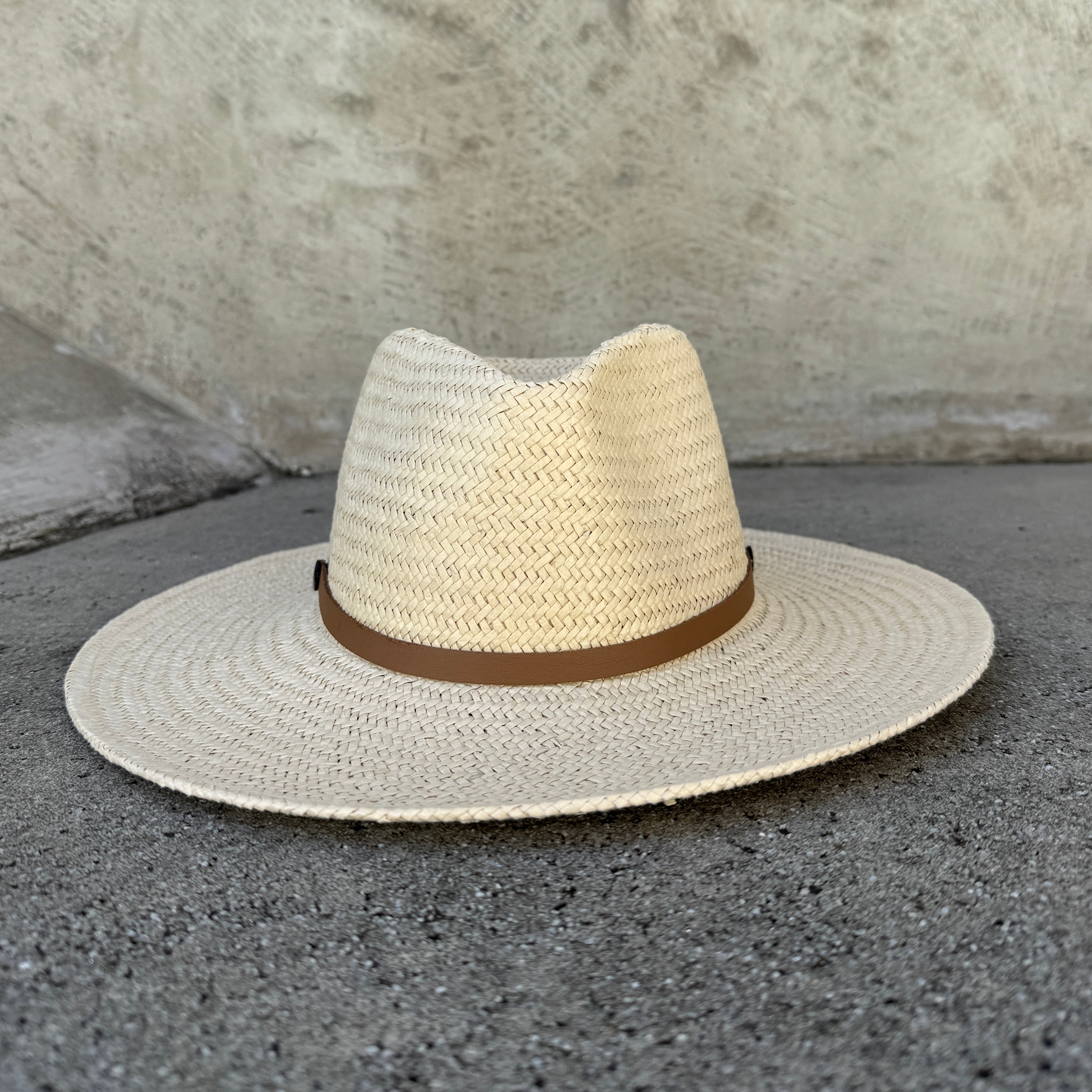 Micaela - Handwoven Ivory Panama with Vegan Leather Trim