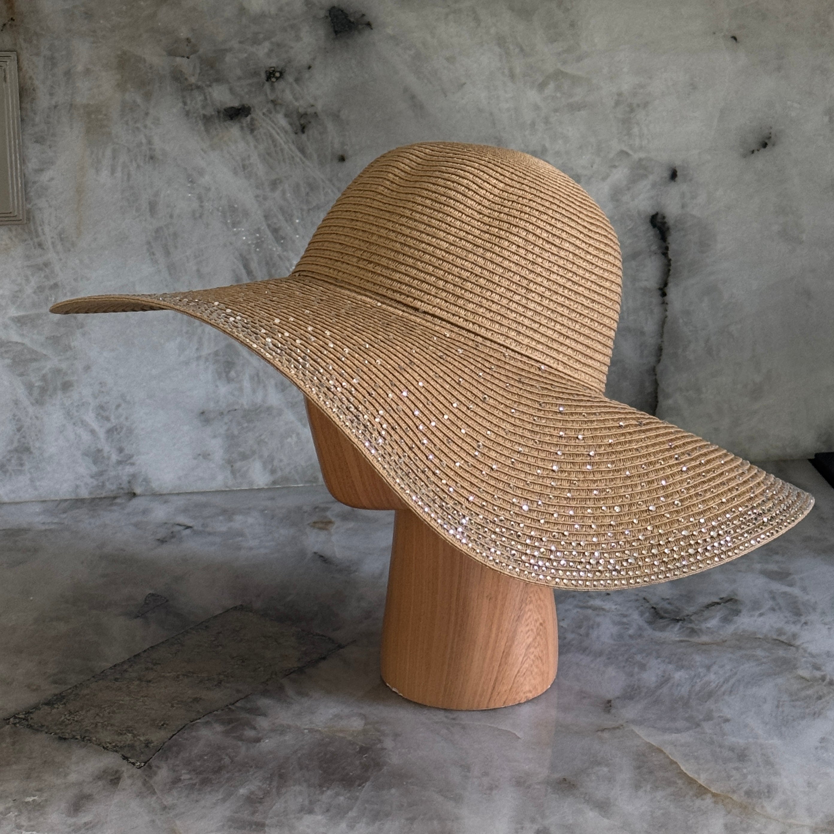 Sparkflare - Wide Brim Hat with Rhinestones