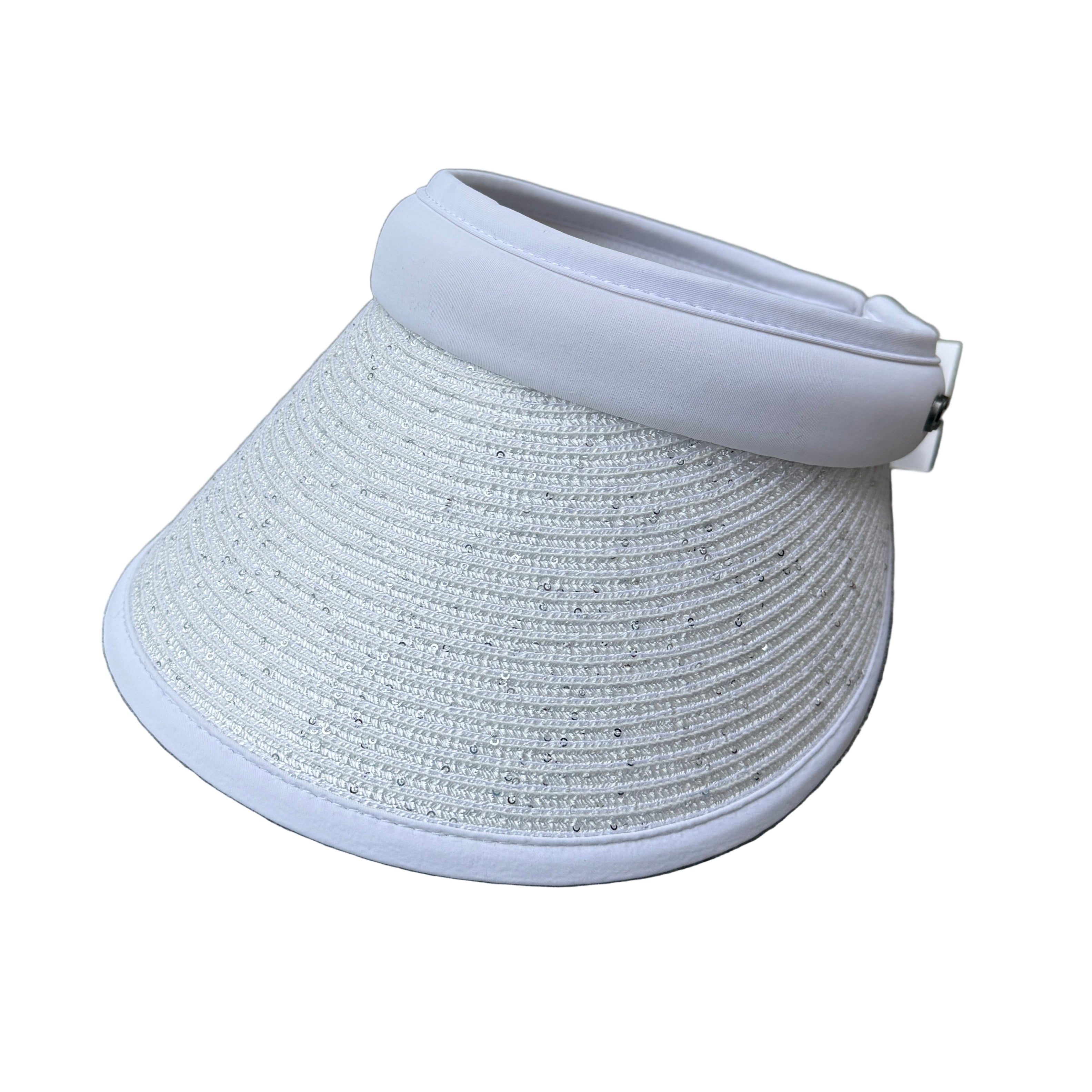 White woven hat on a concrete surface