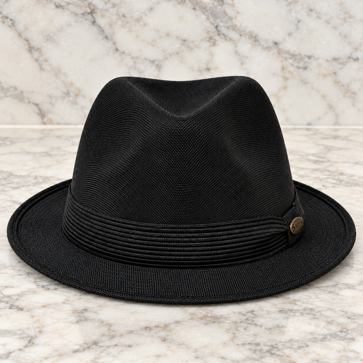 Mia - Black Structured Linen Fedora — product image