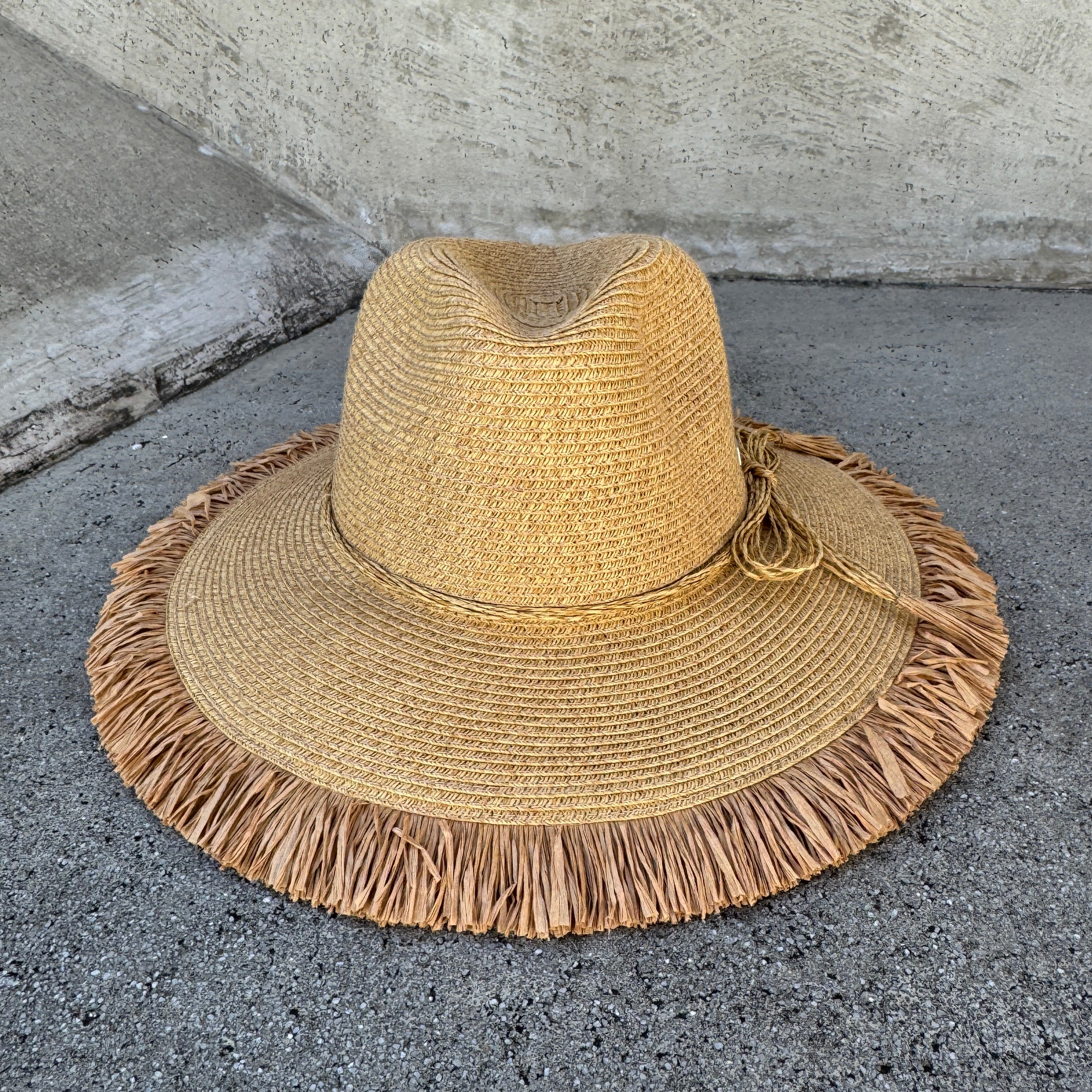 Monica - Frayed Edge Wide Brim Hat