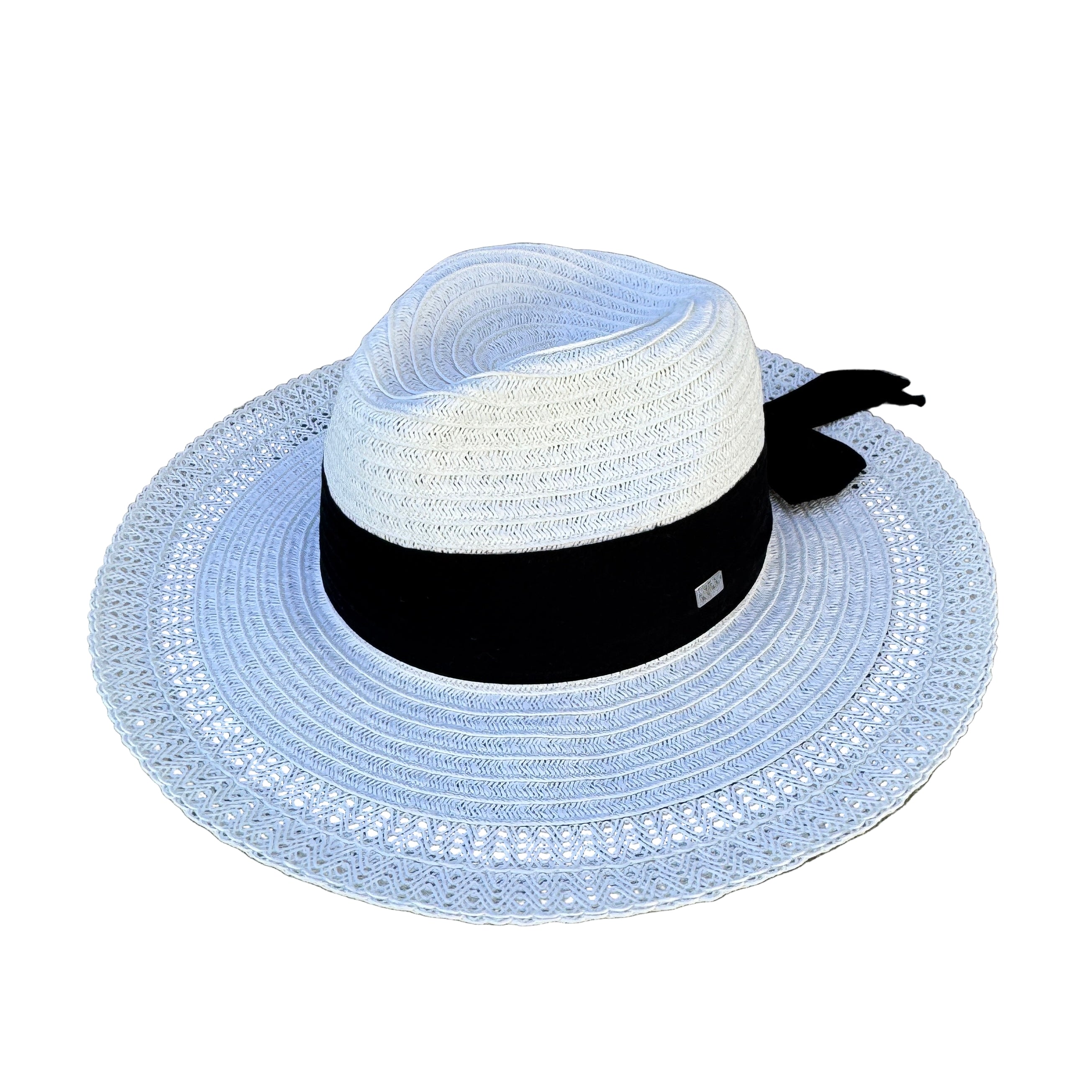 Martha - Wide Brim Hat with Refined Black Bow