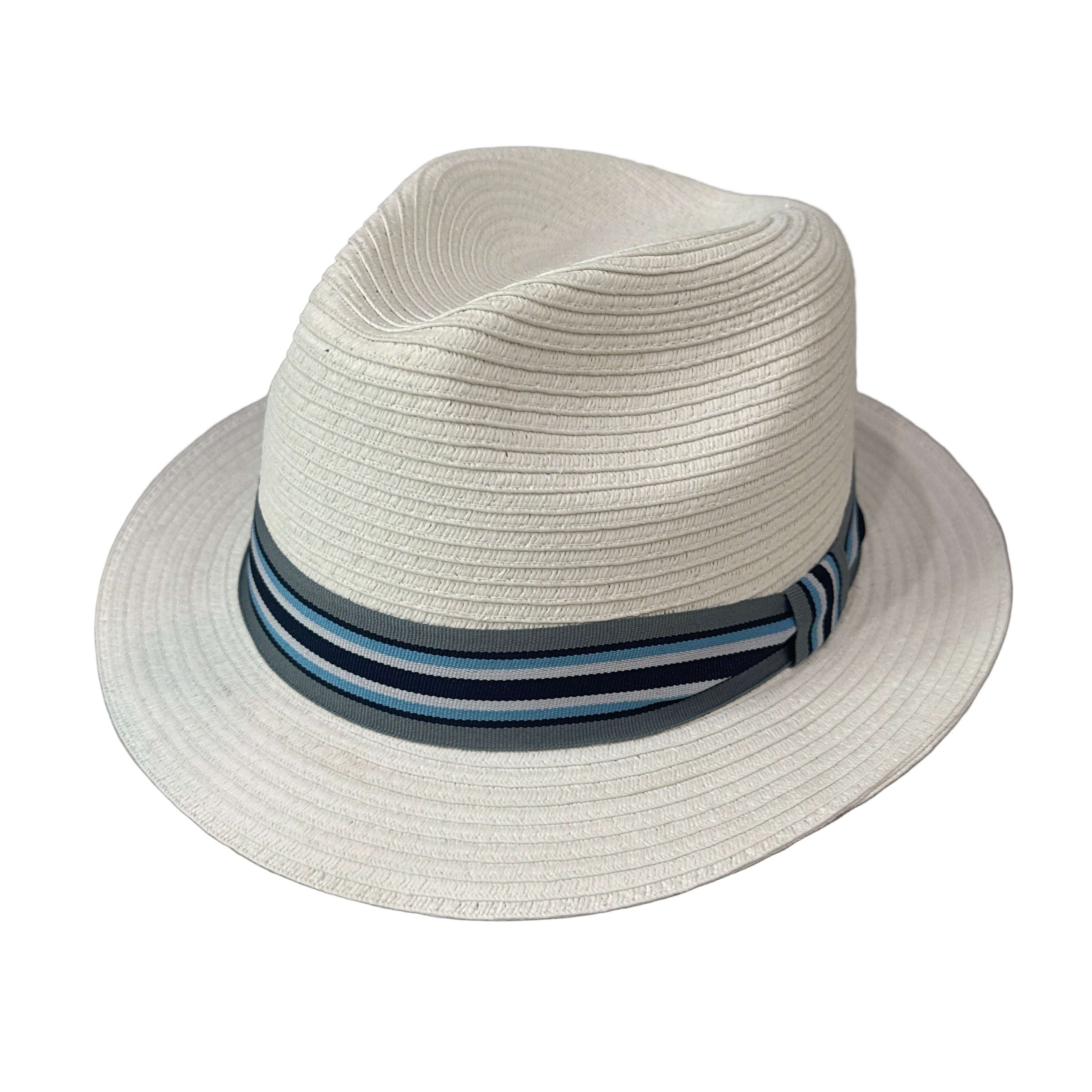 Lira - White Fedora with Striped Band