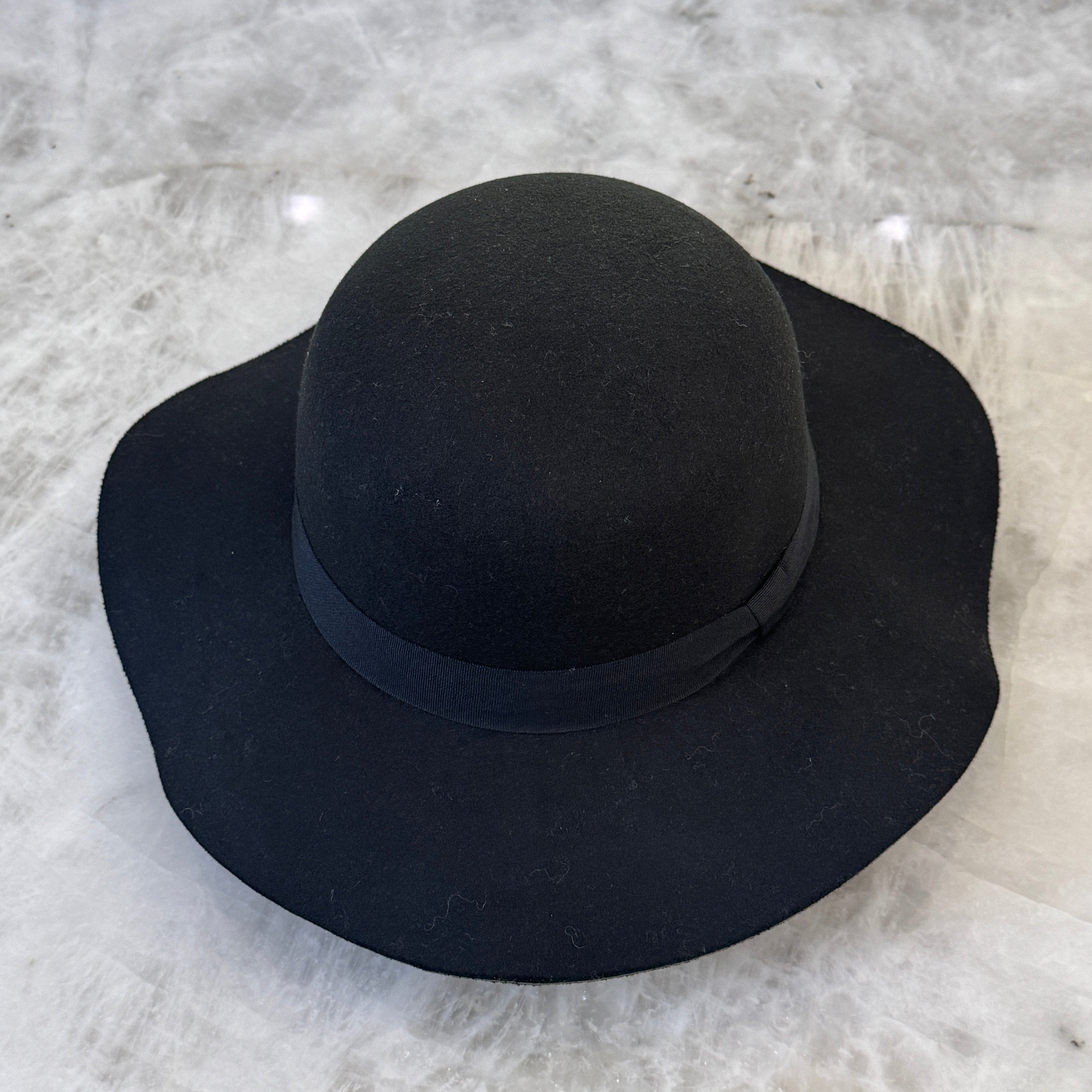 Sarah - Black Felt Floppy Hat