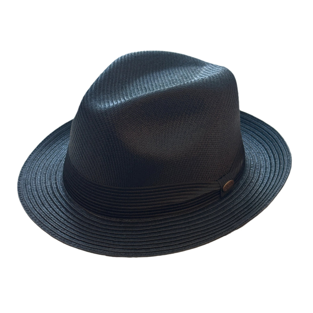 Mia Palm - Structured Black Straw Fedora