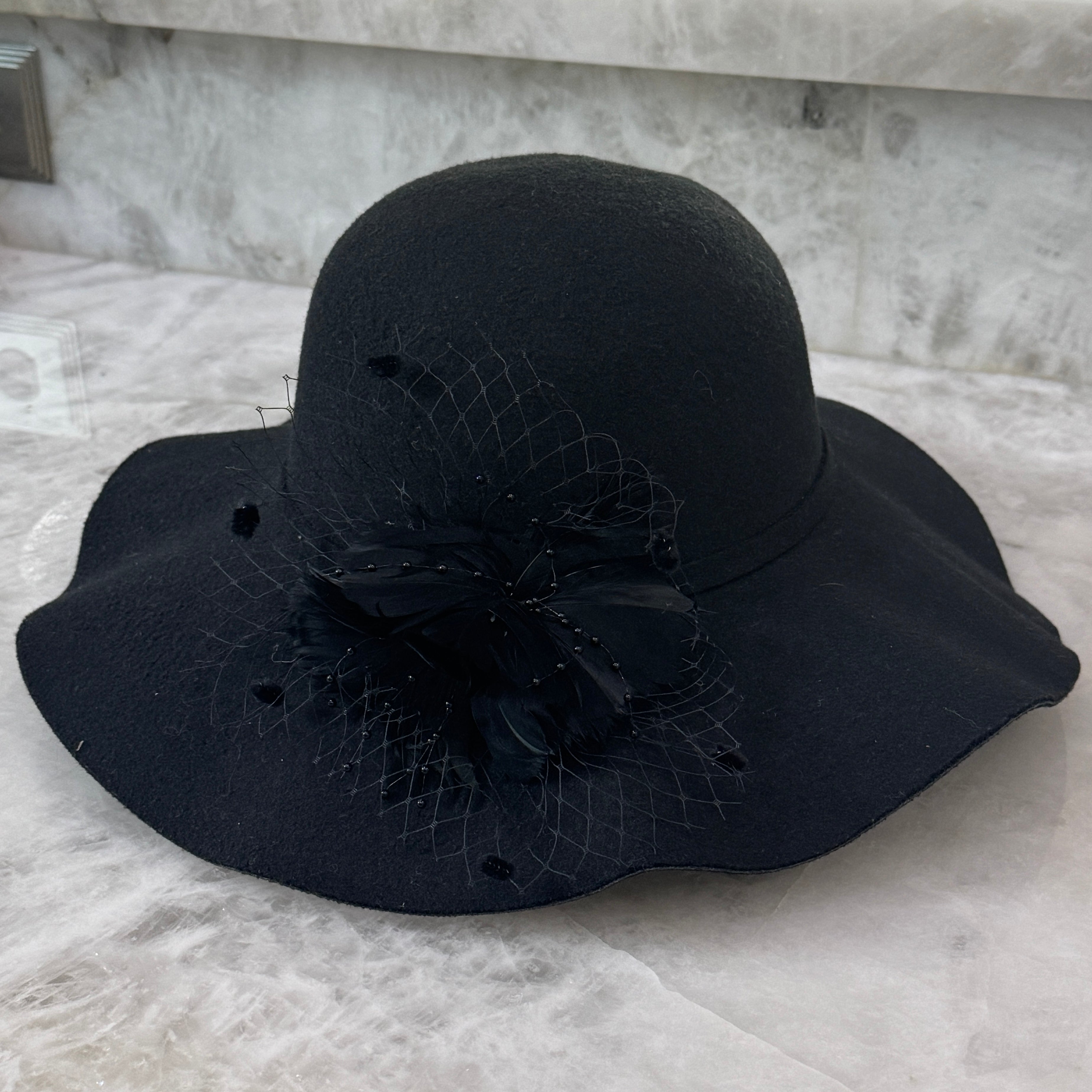 Lore - Black Wool Felt Floppy Hat