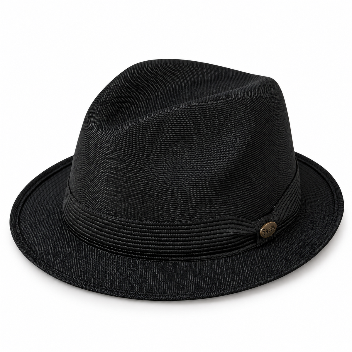 Mia - Black Structured Linen Fedora — product image