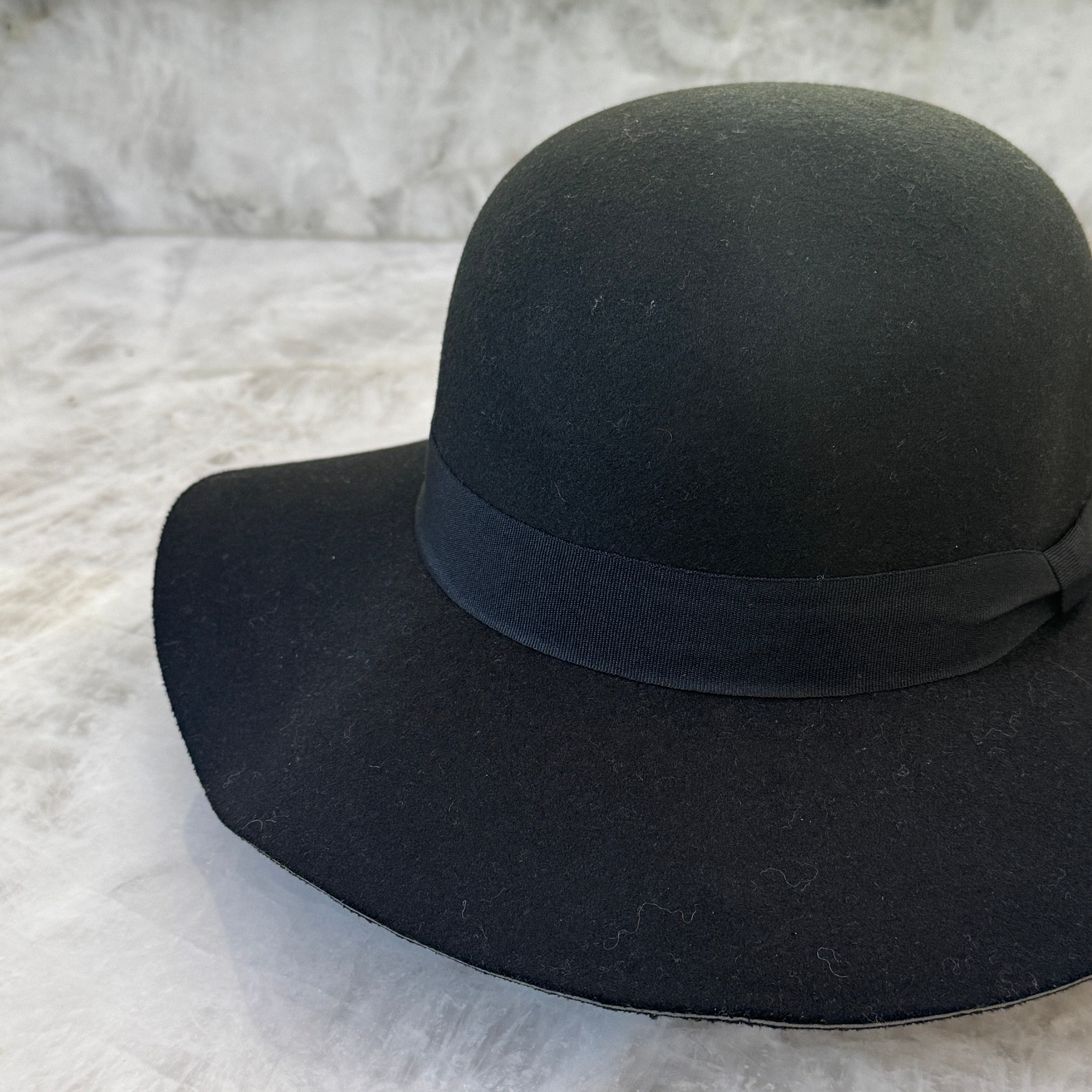 Sarah - Black Felt Floppy Hat