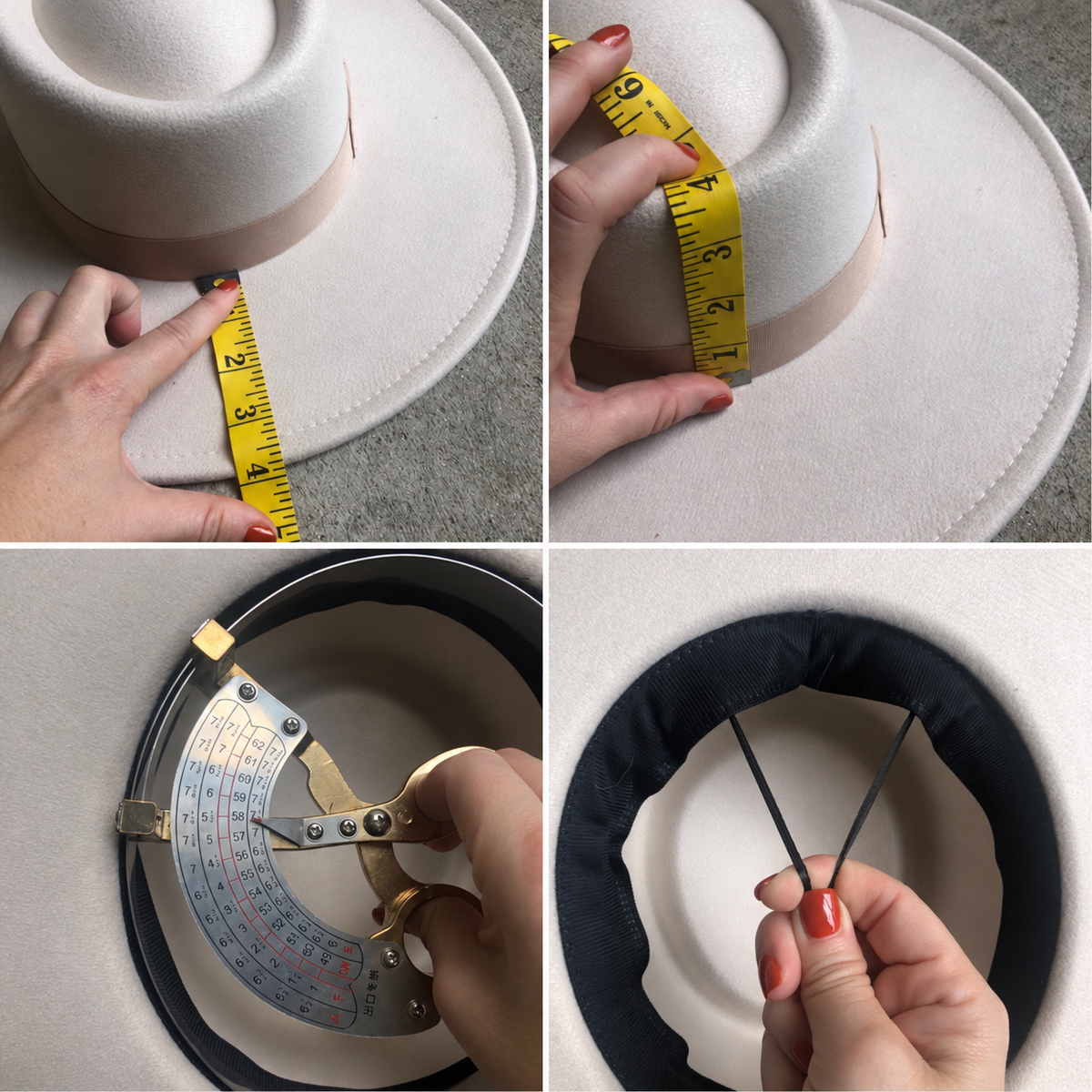Atlas beige boater hat measurements and internal drawstring adjustment