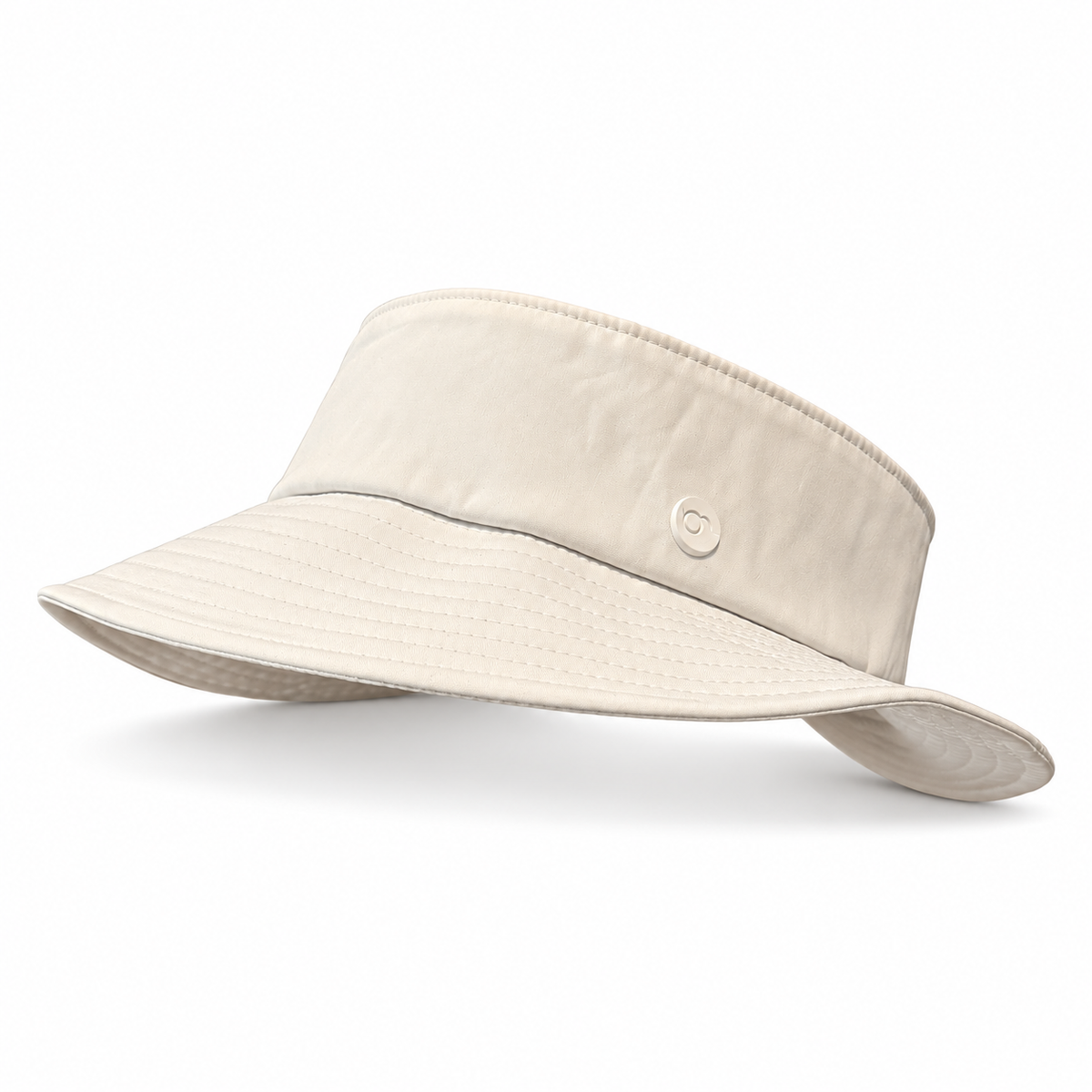 Ava white open-top outdoor sun visor with stitched brim on white background