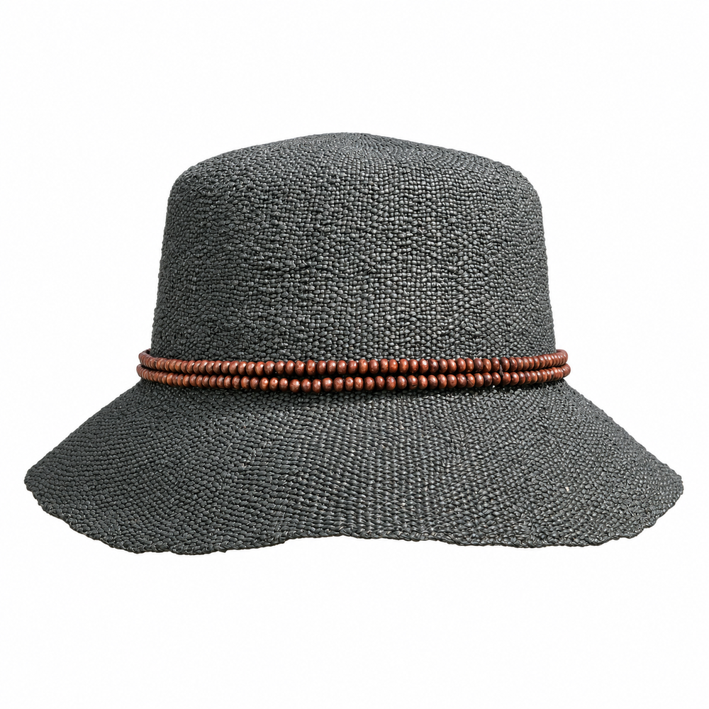 Cora - Beaded Straw Bucket Hat