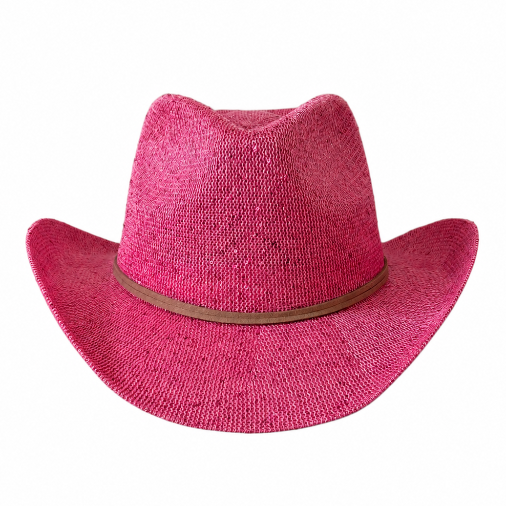 Stella Pink - Sequin Cowboy Hat — front view on white background