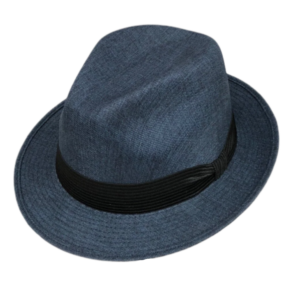 Mia - Blue Structured Linen Fedora