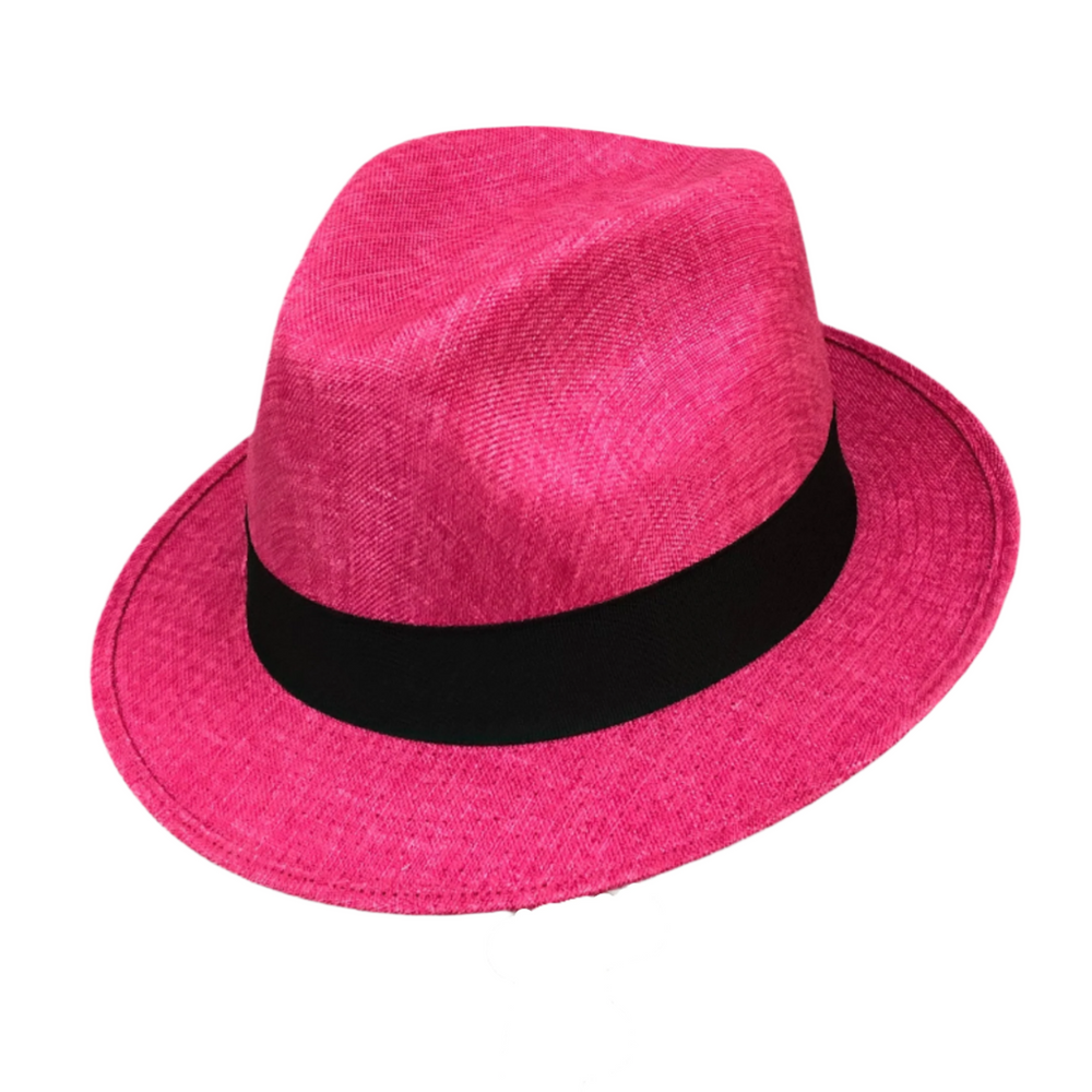 Mia - Hot Pink Structured Linen Fedora
