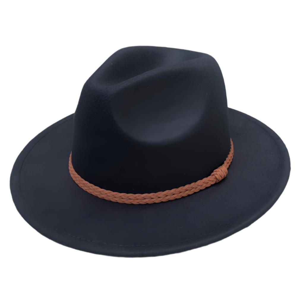 Black Fedora with Braided Band