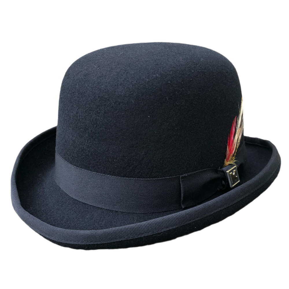 Vienna - Wool Bowler Hat with Feather