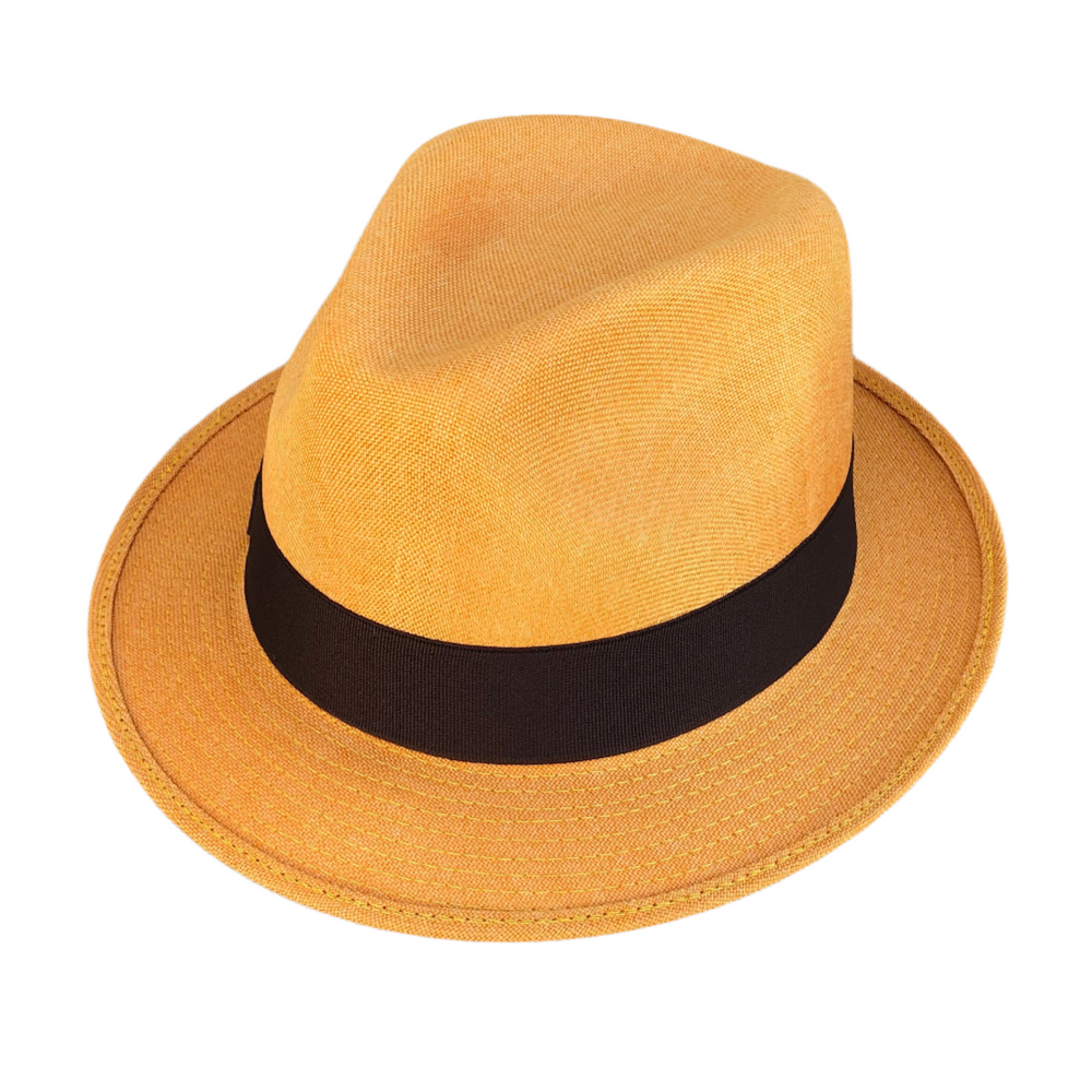 Mia - Mustard Structured Linen Fedora