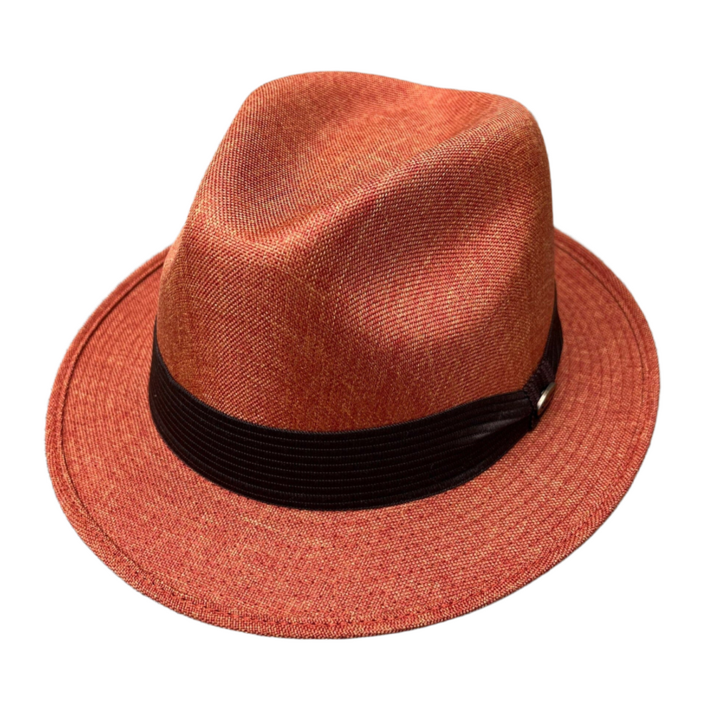 Mia -  Orange Structured Linen Fedora