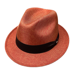 Mia -  Orange Structured Linen Fedora
