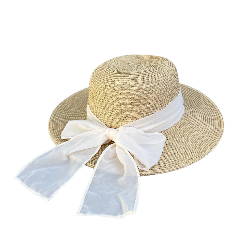 Massiel - Wide Brim Hat with Chiffon Bow