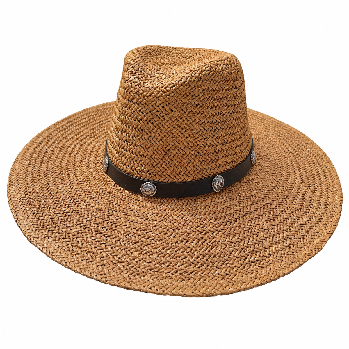 Lolo - Sun Hat, natural palm hat on a white background with even lighting.