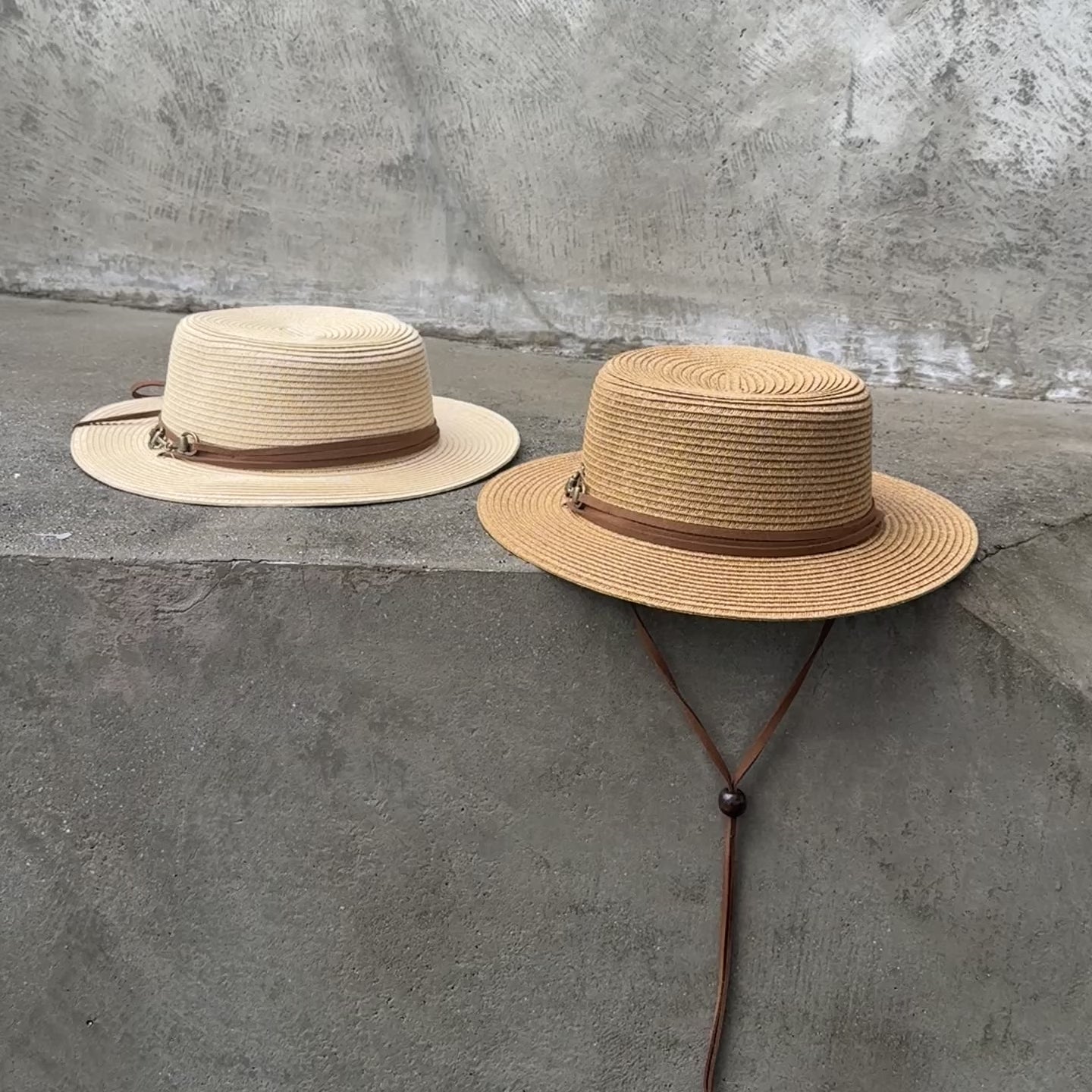 Load video: Bodrum - Boater Hat with Chin Cord