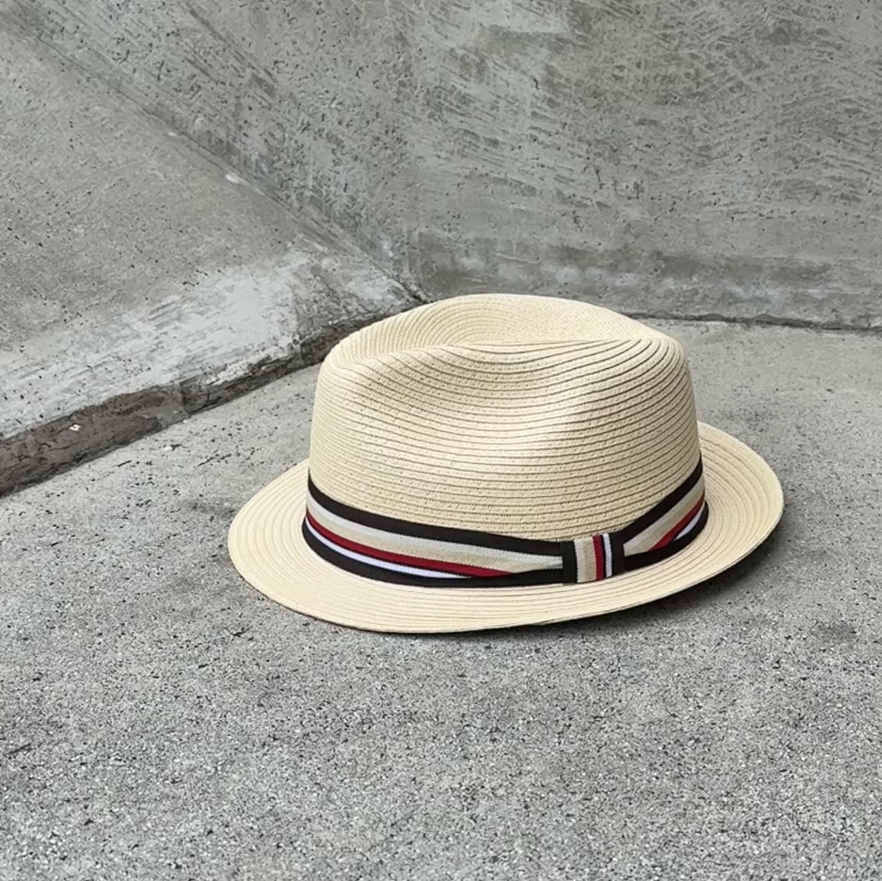 Load video: Lira - Beige Fedora with Striped Band