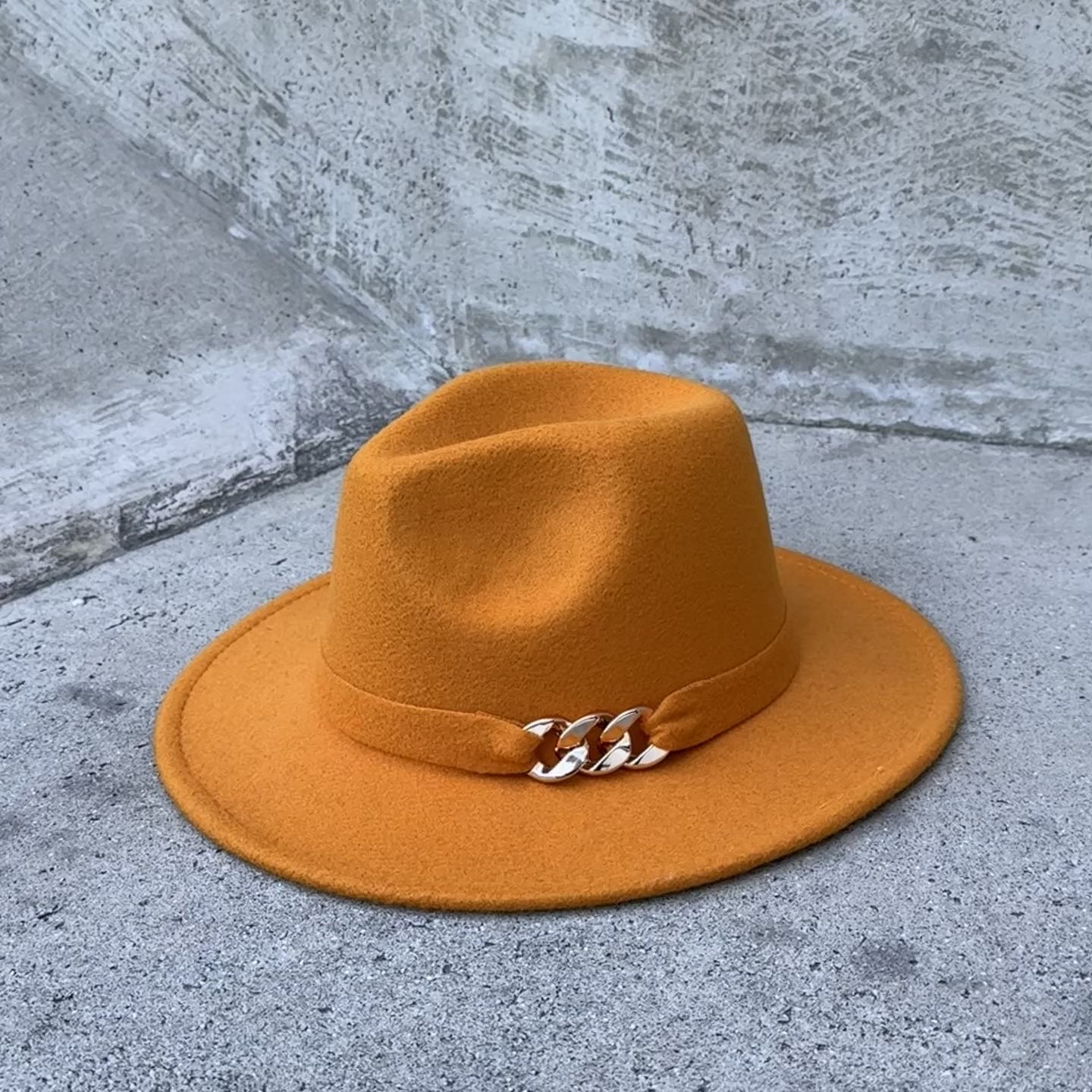 Load video: Fedora Hat with Gold Accent