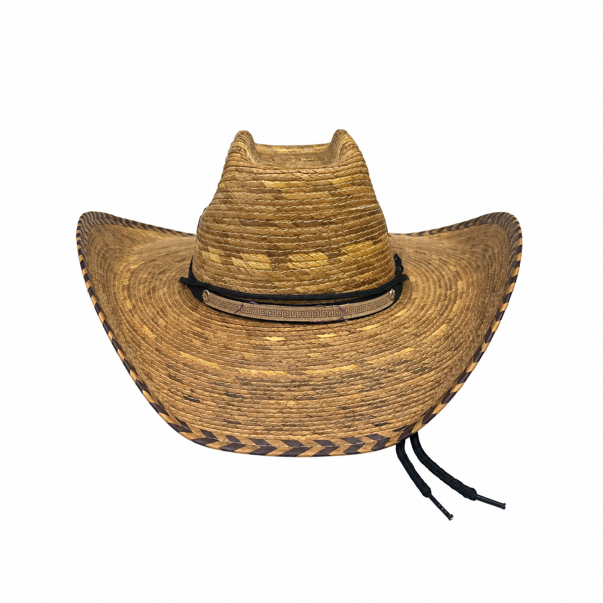 Rodrigo - Burnt Palm Western Hat — front view on white background