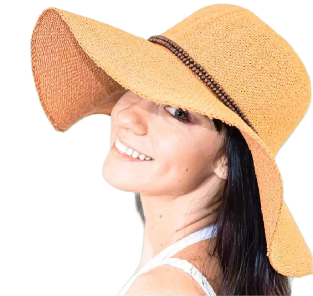 Maya - Wood Beaded Floppy Hat