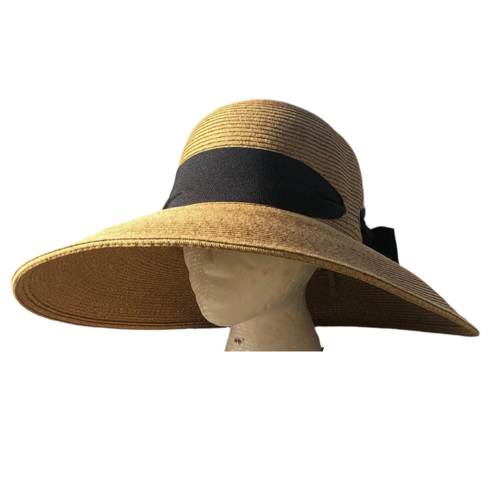 Susan - Asymmetrical Wide Brim Hat with Bow