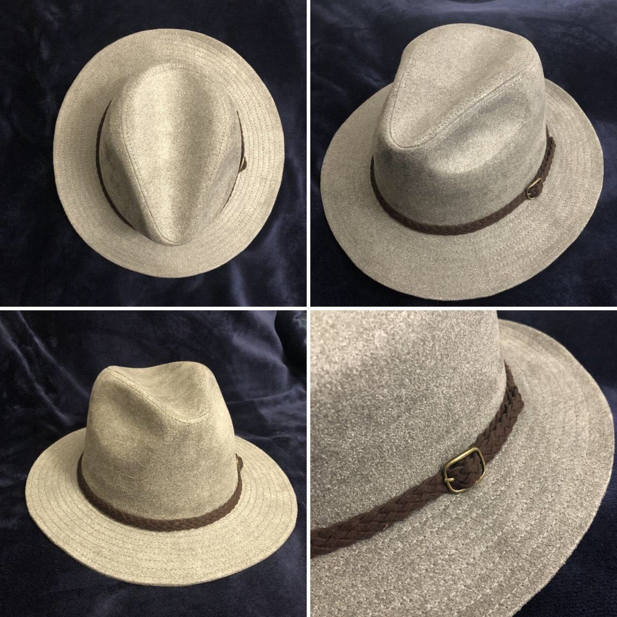 Touch of Class Grey Faux Suede Classic Panama Hat Alexis - Faux Suede Panama Hat – TheAmericanHats main image 3